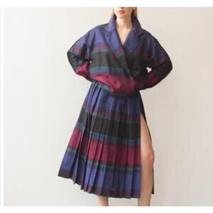 Perry Ellis Portfolio Vintage Stripe Skirt Jacket Suit Set